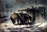Adolf Schreyer Canvas Paintings - Wallachian Blizzard